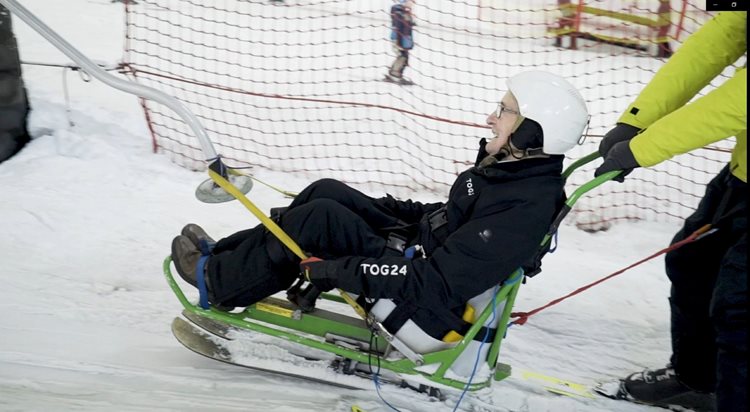 Don't slope me now - 92-year-old care home resident goes skiing for the first time